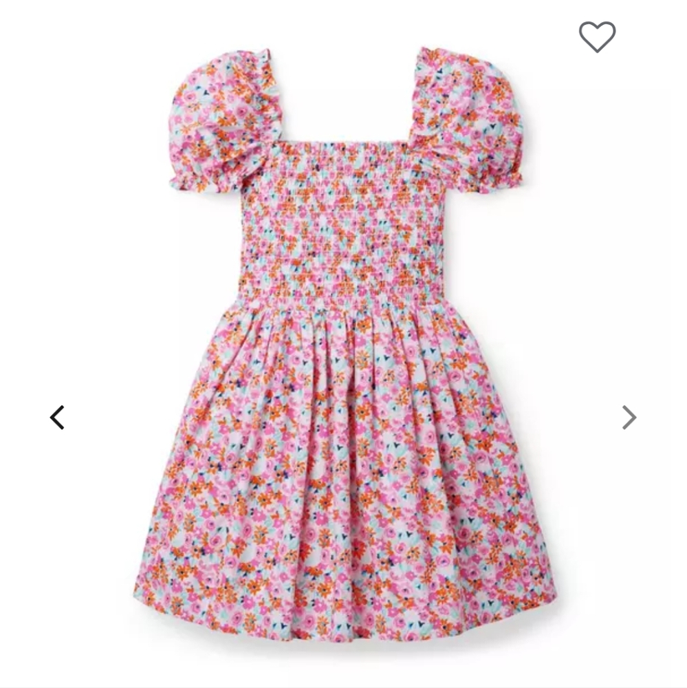 Janie And Jack Floral Smocked Puff Sleeve Dress SIZE 12